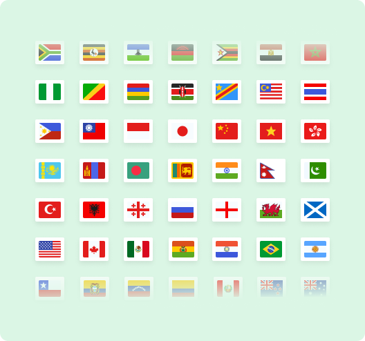 Flags representing non-EEA countries Work Permits Ireland works with for employment permit and immigration services.
